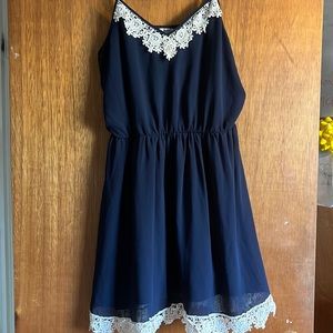 navy w/ white lace stank dress